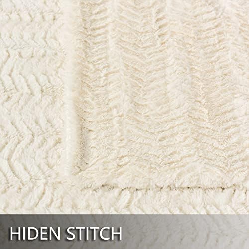 YUSOKI Luxury Double Sided Faux Fur Twin XL Blanket, Ivory, 63"x90"
