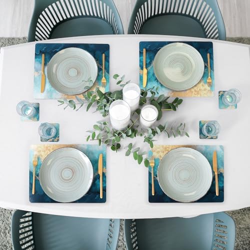 fanquare Cork Placemats and Coasters Set of 4 with Marble Pattern