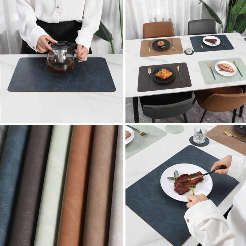 Leather Washable Placemats, Thick Faux Leather Heat Resistant
