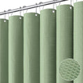 Dynamene Sage Green Fabric Shower Curtain, Waffle Weave Textured Cloth