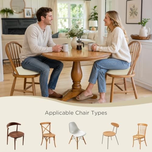 AddGrace Round Chair Cushions for Dining Chairs 2 Pack 16"x16" Beige