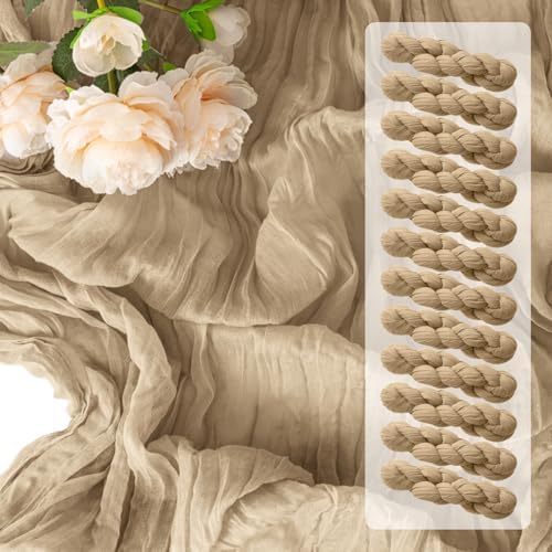 12Pack Beige Cheesecloth Table Runners 10FT Gauze Table Runner