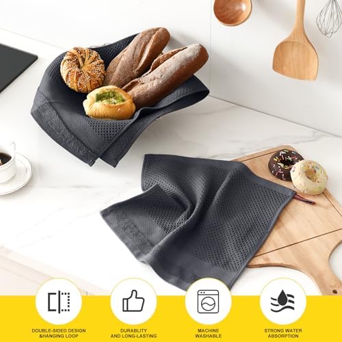 Homaxy Kitchen Towels and Dishcloths Set, Set of 12, Dark Grey