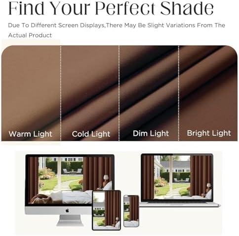 CUCRAF Brown Blackout Curtains 72 inch Length 2 Panels Set, Rod Pocket