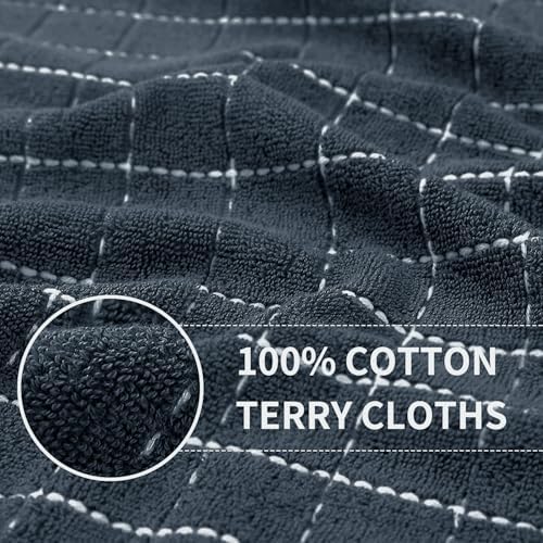 Homaxy Cotton Terry Kitchen Towels and Dishcloths Set of 12, Dark Grey