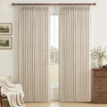 Natural Linen Pinch Pleated Curtains 84 Inch Length for Sliding Glass