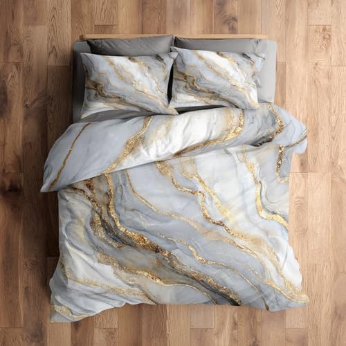 Abstract Duvet Cover Queen Size, Modern Marble Pattern Bedding Set