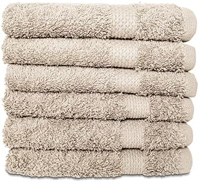 Hencely Premium 6-Pack Washcloths 12x12 Inches Soft Turkish Cotton