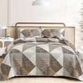 Dintszyayue Brown Quilt Queen Size, 3 Piece Triangle Patchwork