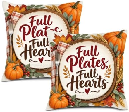 Plaid Greenery Pillow Covers 22x22 Inch Set of 2 Linen for Fall
