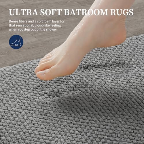 YIHOUSE Bathroom Rugs Set 2 Piece, Extra Soft Absorbent Chenille Bath