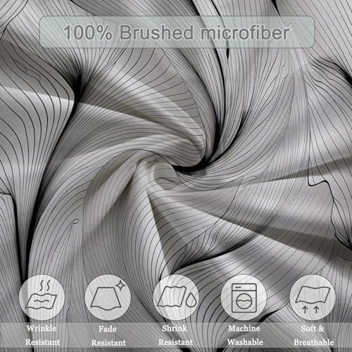 Soft Breathable Microfiber Grey Duvet Cover - Minimalist Modern Leaf