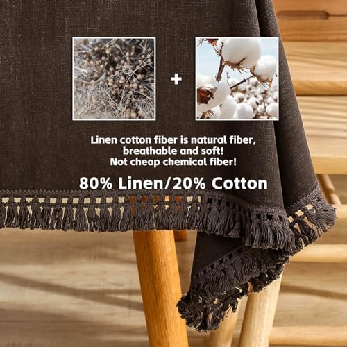 AmHoo Linen Tablecloth Table Cloth Stitching Tassel Rectangle