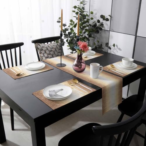 Modern Fabric Texture Table Runner and Placemats Set of 6 Farmhouse