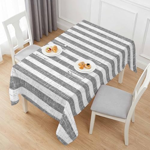 Farmhouse Gray Geometric Line Rectangle Tablecloth 60x120