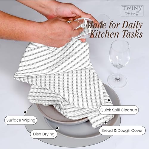 TWINY threads 4 Pack 100% Cotton Kitchen Towels, 16"x26"