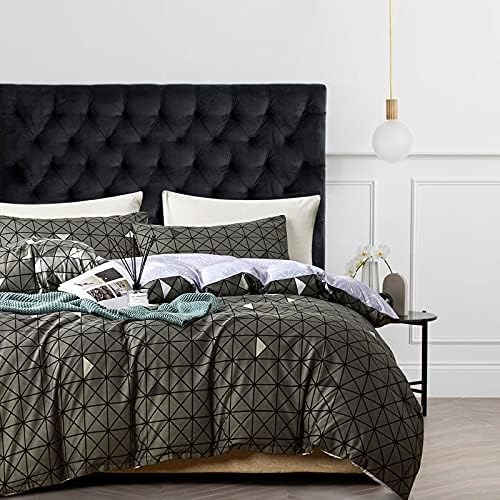 King-Size Duvet Cover Set — Luxurious Art Deco Floral Print, Soft