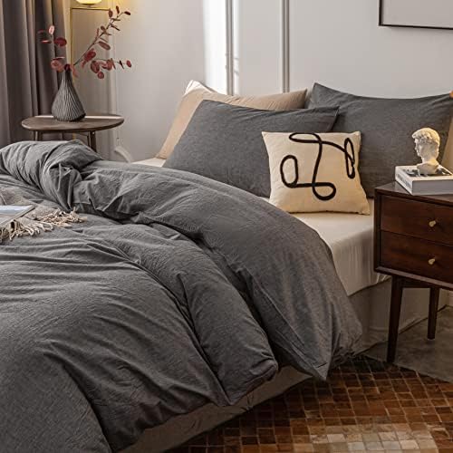 Janlive Washed Cotton Duvet Cover Full Ultra Soft 100% Cotton Solid