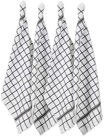 DII Basic Terry Collection Windowpane Dishtowel Set, 16x26, Mineral