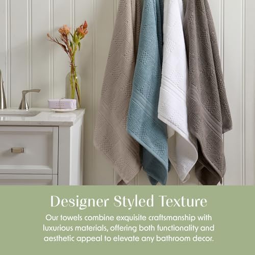 Springtree Home 100% Cotton Bath Towel Set | 4-Pack | Textured | Brown