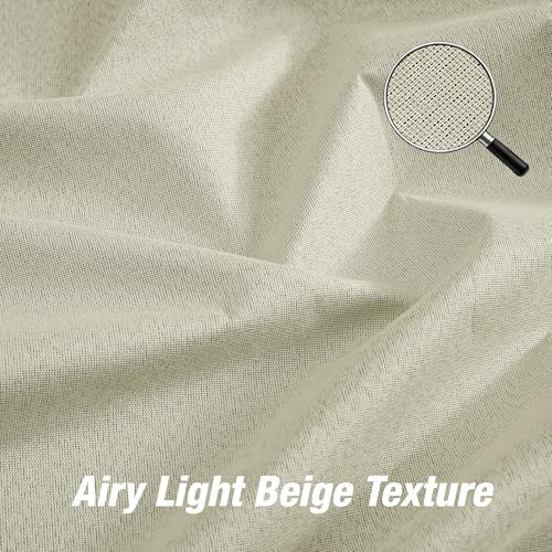 KangBang Light Beige Blackout Linen Curtains 120 Inches Long 2 Panels