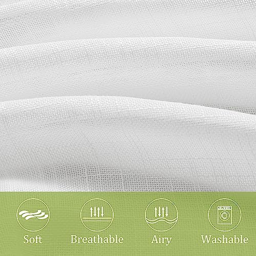 White Sheer Curtains for Living Room 84" Linen Textured Light