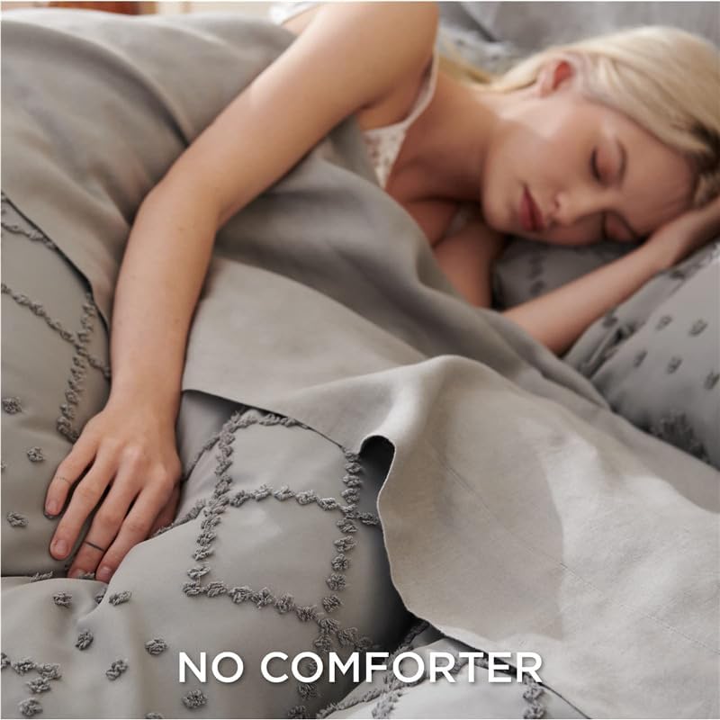 INFLAG Boho Tufted Duvet Cover, 3 Pieces Microfiber Tufted Duvet Cover