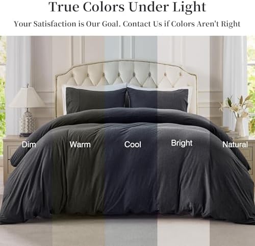 PURE ERA Jersey Knit Duvet Cover Set Heather Charcoal Grey Oversized