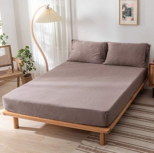 DONEUS King Fitted Sheet Fits Up to 15" Deep Pocket, Solid Brown