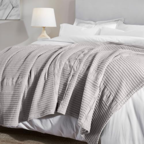 SUPERIOR Waffle Weave Cotton Blanket, Comfy Blanket for Bedroom Decor