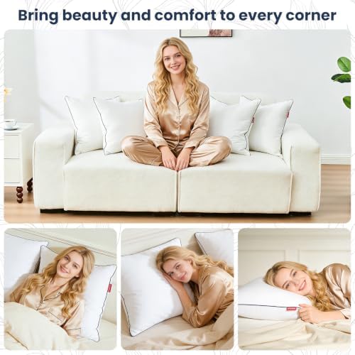 Down Pillow Inserts 20x20, Set of 2, 100% Goose Down Feather Throw