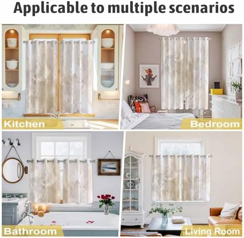 Beige Window Curtains Panels with Grommet,Modern Minimalism Gradient