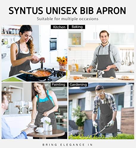 Syntus Apron for Men Women, Adjustable Cooking Kitchen Apron with 2