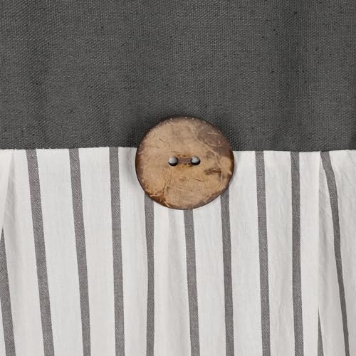 DOSLY IDÉES Farmhouse Shower Curtain, Beige and Gray Stripe, Button