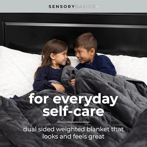 Weighted Blanket - 8 lbs Dark Gray, 60x88 Twin, Double-Sided Comfort