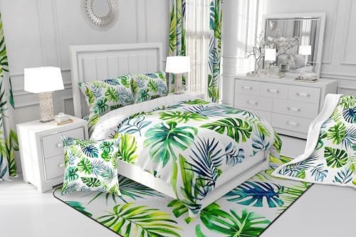 jejeloiu Tropical Leaves Botanical Reversible Throw Pillow Covers 22 x