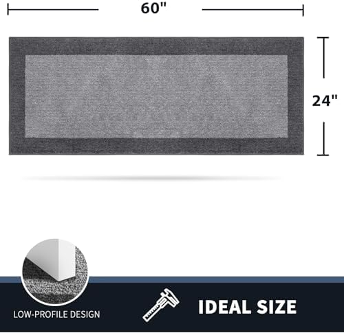 PURRUGS Hallway Runner Rug, 24" x 60", Light Grey & Grey