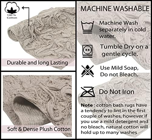 Home Weavers Modesto Collection 100% Cotton Tufted Bath Rugs, Extra