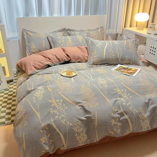 GIZNXBA Duvet Cover Set Queen Size Cotton, 4 Pieces Hotel Bedding Set