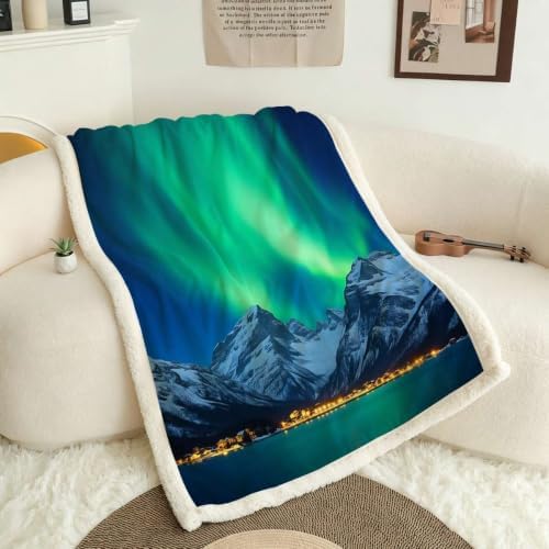 Polar Night Double-Layer Sherpa Throw Blanket 60”x 80”
