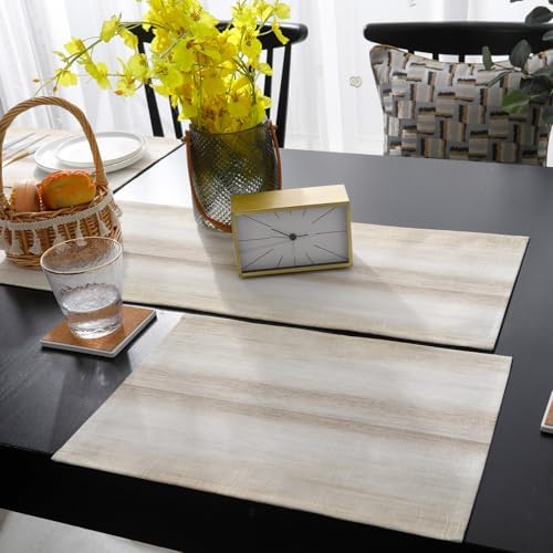 Khaki Ombre Table Runner and Placemats for Dining Table, Burlap Coffee