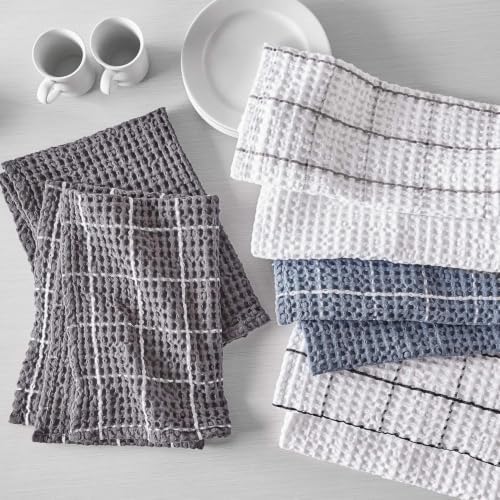 Sur La Table Washed Waffle Kitchen Towels, Set of 2, Charcoal