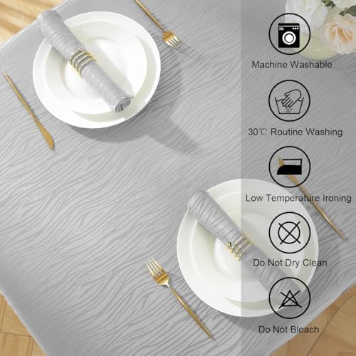 SASTYBALE Wavy Swirl Jacquard Tablecloth, Grey, 60 x 120 Inch