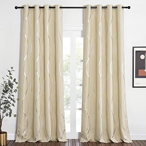 NICETOWN Extra Long Blackout Curtains for Large Window, Foil Printed