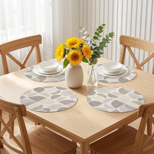Abstract Placemats Set of 6, Faux Leather Placemats Boho Modern
