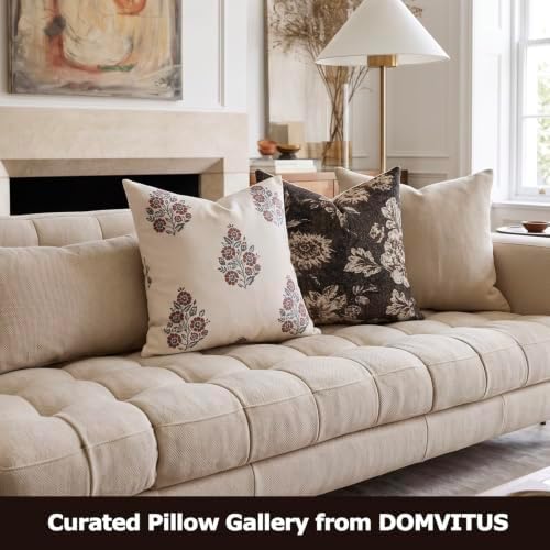 DOMVITUS Decorative Floral Pillow Covers 18x18 Set of 2 for Couch, Red