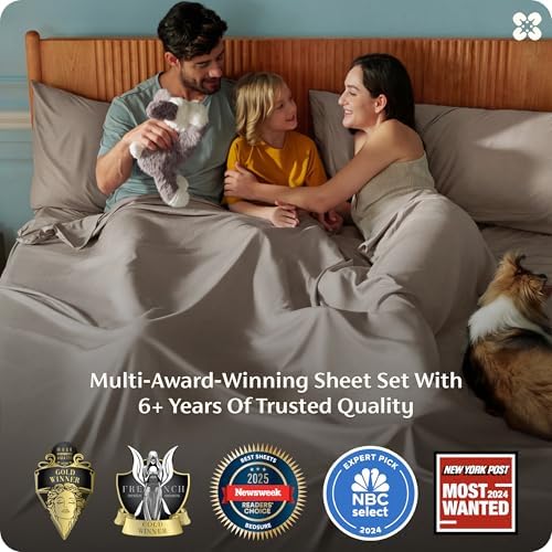 Bedsure PureWoven 100% Rayon Derived from Bamboo, Queen Sheets