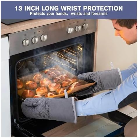 Fit for Oven Mitts Set - 500°F Non-Slip Silicone with Soft Cotton