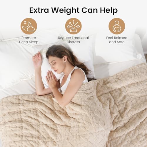 Drewin Weighted Blanket for Adults Full Size 15lbs,Beige,48