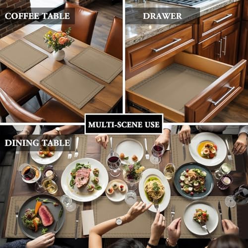 Placemats Set of 8 Minimalist Tan Place Mats for Dining Table Modern